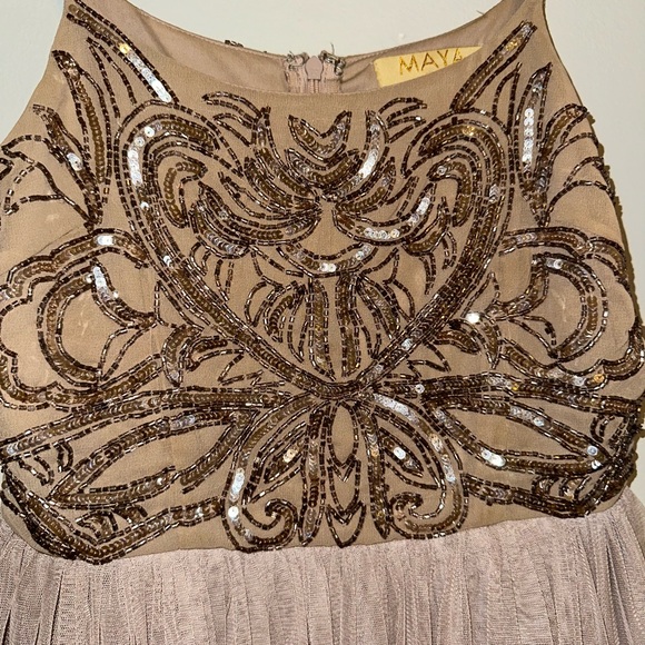 Maya Petite Tan Mini Dress Size 4 - Picture 2 of 7